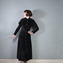 Load image into Gallery viewer, 60s 70s CLOBBER / JEFF BANKS GOTHIC BLACK CHENILLE MAXI COAT WITH CAPE SHOULDER - XS