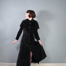 Load image into Gallery viewer, 60s 70s CLOBBER / JEFF BANKS GOTHIC BLACK CHENILLE MAXI COAT WITH CAPE SHOULDER - XS