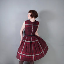 Load image into Gallery viewer, 50s 60s l'AIGLON DARK RED AND BLACK CHECKED FULL SKIRTED DAY DRESS - M