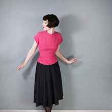 Load image into Gallery viewer, 40s PINK AND BLACK RAYON RHINESTONED COCKTAIL DRESS - XS