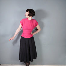 Load image into Gallery viewer, 40s PINK AND BLACK RAYON RHINESTONED COCKTAIL DRESS - XS