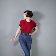Load image into Gallery viewer, 60s SUPER FINE SOFT KNIT DARK RED SHORT SLEEVE JUMPER - M-L