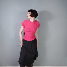 Load image into Gallery viewer, 40s PINK AND BLACK RAYON RHINESTONED COCKTAIL DRESS - XS