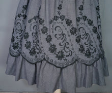 Load image into Gallery viewer, 50s LIGHTWEIGHT TIERED EMBROIDERED GREY GINGHAM DRESS WITH DEEP SCOOP BACK - XS-S