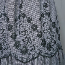 Load image into Gallery viewer, 50s LIGHTWEIGHT TIERED EMBROIDERED GREY GINGHAM DRESS WITH DEEP SCOOP BACK - XS-S