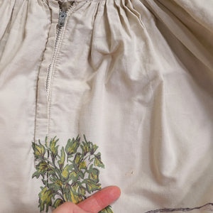 50s NOVELTY BORDER HARVEST BASKET FRUIT AND VEGETABLE PRINT FULL SKIRT - 26.5"