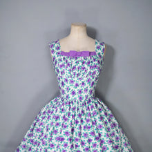 Load image into Gallery viewer, 50s 60s SAMBO VANITY COTTONS PURPLE ROSE PRINT DRESS - XS