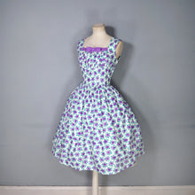 Load image into Gallery viewer, 50s 60s SAMBO VANITY COTTONS PURPLE ROSE PRINT DRESS - XS