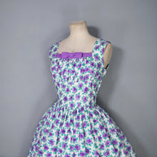 Load image into Gallery viewer, 50s 60s SAMBO VANITY COTTONS PURPLE ROSE PRINT DRESS - XS