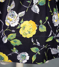 Load image into Gallery viewer, 50s BLACK YELLOW FLORAL ROSE PRINT DRESS AND BOLERO JACKET - S