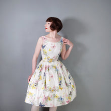 Load image into Gallery viewer, 50s BEAUMART GARLAND AND BUTTERFLY PRINT FULL SKIRTED SUMMER DRESS - XS
