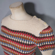Load image into Gallery viewer, HANDKNITTED 40s PATTERN COLOURFUL AUTUMN JUMPER - M
