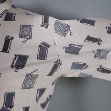 Load image into Gallery viewer, 70s SMOKING / LIGHTER PRINT NOVELTY BLUE WHITE SHIRT - XS