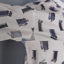 Load image into Gallery viewer, 70s SMOKING / LIGHTER PRINT NOVELTY BLUE WHITE SHIRT - XS