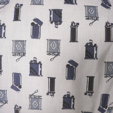Load image into Gallery viewer, 70s SMOKING / LIGHTER PRINT NOVELTY BLUE WHITE SHIRT - XS