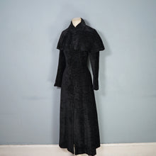 Load image into Gallery viewer, 60s 70s CLOBBER / JEFF BANKS GOTHIC BLACK CHENILLE MAXI COAT WITH CAPE SHOULDER - XS