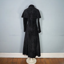 Load image into Gallery viewer, 60s 70s CLOBBER / JEFF BANKS GOTHIC BLACK CHENILLE MAXI COAT WITH CAPE SHOULDER - XS