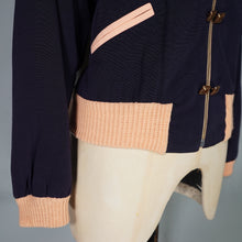 Load image into Gallery viewer, 70s DOES 50s SOFT RAYON STAR APPLIQUE PINK AND NAVY BOMBER JACKET - M-L
