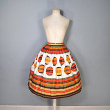 Load image into Gallery viewer, 50s 60s ORANGE STRIPE AND BALL PATTERN FULL COTTON SKIRT - 29.5&quot;