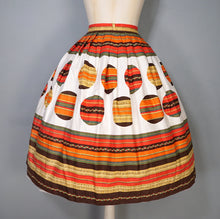 Load image into Gallery viewer, 50s 60s ORANGE STRIPE AND BALL PATTERN FULL COTTON SKIRT - 29.5&quot;
