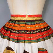 Load image into Gallery viewer, 50s 60s ORANGE STRIPE AND BALL PATTERN FULL COTTON SKIRT - 29.5&quot;