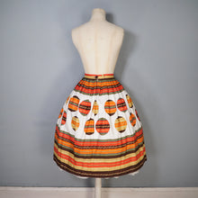 Load image into Gallery viewer, 50s 60s ORANGE STRIPE AND BALL PATTERN FULL COTTON SKIRT - 29.5&quot;