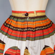 Load image into Gallery viewer, 50s 60s ORANGE STRIPE AND BALL PATTERN FULL COTTON SKIRT - 29.5&quot;
