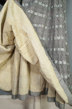 Load image into Gallery viewer, 50s HANDMADE GREY CROCHET AND SATIN RIBBON FULL SKIRTED DRESS - M