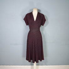 Load image into Gallery viewer, 40s BROWN ALL OVER SILVER RHINESTONE CREPE COCKTAIL DRESS - M
