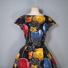 Load image into Gallery viewer, HANDMADE 50s FABRIC DOG AND HOT AIR BALLOON NOVELTY PRINT DRESS - S