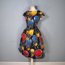 Load image into Gallery viewer, HANDMADE 50s FABRIC DOG AND HOT AIR BALLOON NOVELTY PRINT DRESS - S
