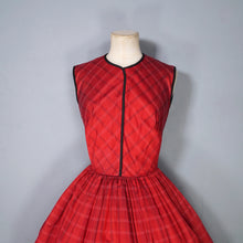 Load image into Gallery viewer, 50s HORROCKSES FASHIONS RED BLACK PLAID CHECK FULL SKIRT DRESS - XS