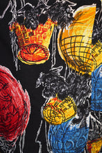 Load image into Gallery viewer, HANDMADE 50s FABRIC DOG AND HOT AIR BALLOON NOVELTY PRINT DRESS - S