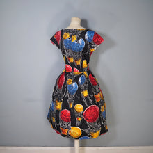 Load image into Gallery viewer, HANDMADE 50s FABRIC DOG AND HOT AIR BALLOON NOVELTY PRINT DRESS - S
