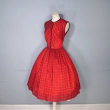 Load image into Gallery viewer, 50s HORROCKSES FASHIONS RED BLACK PLAID CHECK FULL SKIRT DRESS - XS