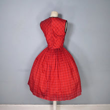 Load image into Gallery viewer, 50s HORROCKSES FASHIONS RED BLACK PLAID CHECK FULL SKIRT DRESS - XS