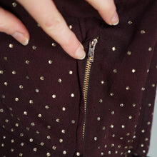 Load image into Gallery viewer, 40s BROWN ALL OVER SILVER RHINESTONE CREPE COCKTAIL DRESS - M