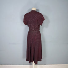 Load image into Gallery viewer, 40s BROWN ALL OVER SILVER RHINESTONE CREPE COCKTAIL DRESS - M