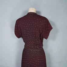 Load image into Gallery viewer, 40s BROWN ALL OVER SILVER RHINESTONE CREPE COCKTAIL DRESS - M