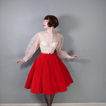 Load image into Gallery viewer, 50s PETER FRENCH BRIGHT RED CORDUROY FULL SKIRT - 24"