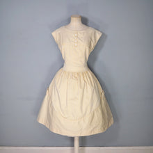 Load image into Gallery viewer, 50s 60s "GERTIE" YELLOW STRIPE COTTON DAY DRESS - S