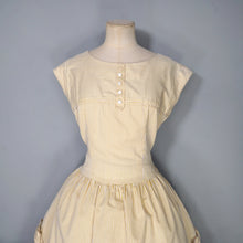 Load image into Gallery viewer, 50s 60s "GERTIE" YELLOW STRIPE COTTON DAY DRESS - S
