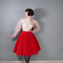 Load image into Gallery viewer, 50s PETER FRENCH BRIGHT RED CORDUROY FULL SKIRT - 24"
