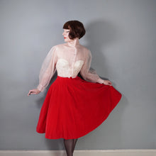 Load image into Gallery viewer, 50s PETER FRENCH BRIGHT RED CORDUROY FULL SKIRT - 24"