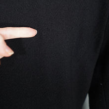 Load image into Gallery viewer, 30s 40s LONG BLACK WOOL COAT WITH GOLD MILITARY STYLE POCKETS AND COLLAR - S-M