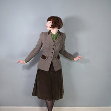 Load image into Gallery viewer, 40s CC41 UTILITY BROWN CORDUROY AND PATTERNED WOOL FITTED SKIRT SUIT - S