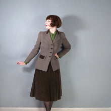Load image into Gallery viewer, 40s CC41 UTILITY BROWN CORDUROY AND PATTERNED WOOL FITTED SKIRT SUIT - S