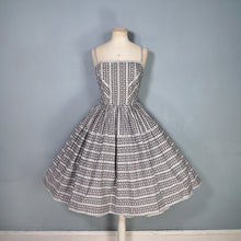 Load image into Gallery viewer, 50s HORROCKSES FASHIONS BLACK AND WHITE SUN DRESS AND BOLERO - S