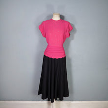 Load image into Gallery viewer, 40s PINK AND BLACK RAYON RHINESTONED COCKTAIL DRESS - XS