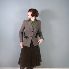 Load image into Gallery viewer, 40s CC41 UTILITY BROWN CORDUROY AND PATTERNED WOOL FITTED SKIRT SUIT - S